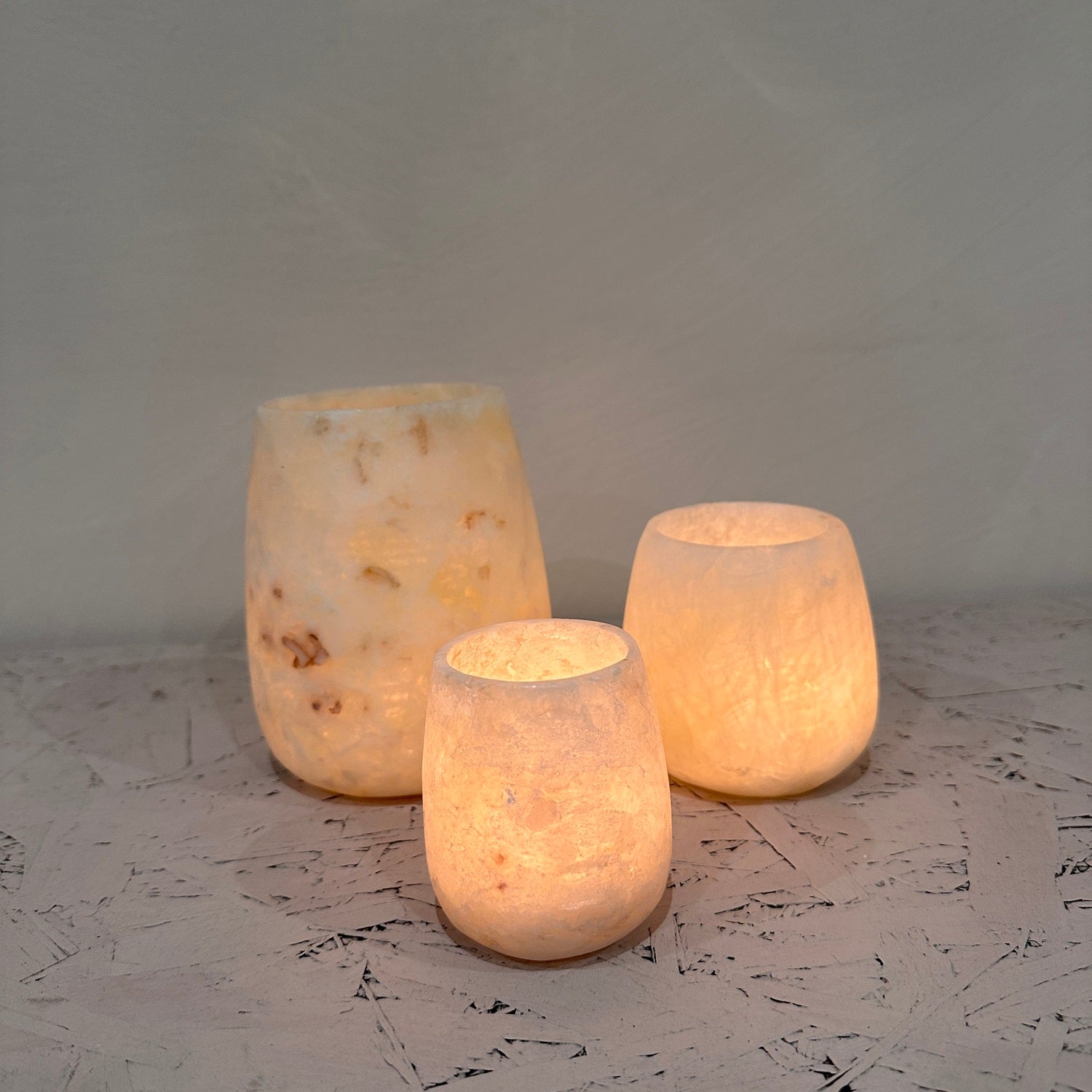 Alabast theelichthouder 14cm