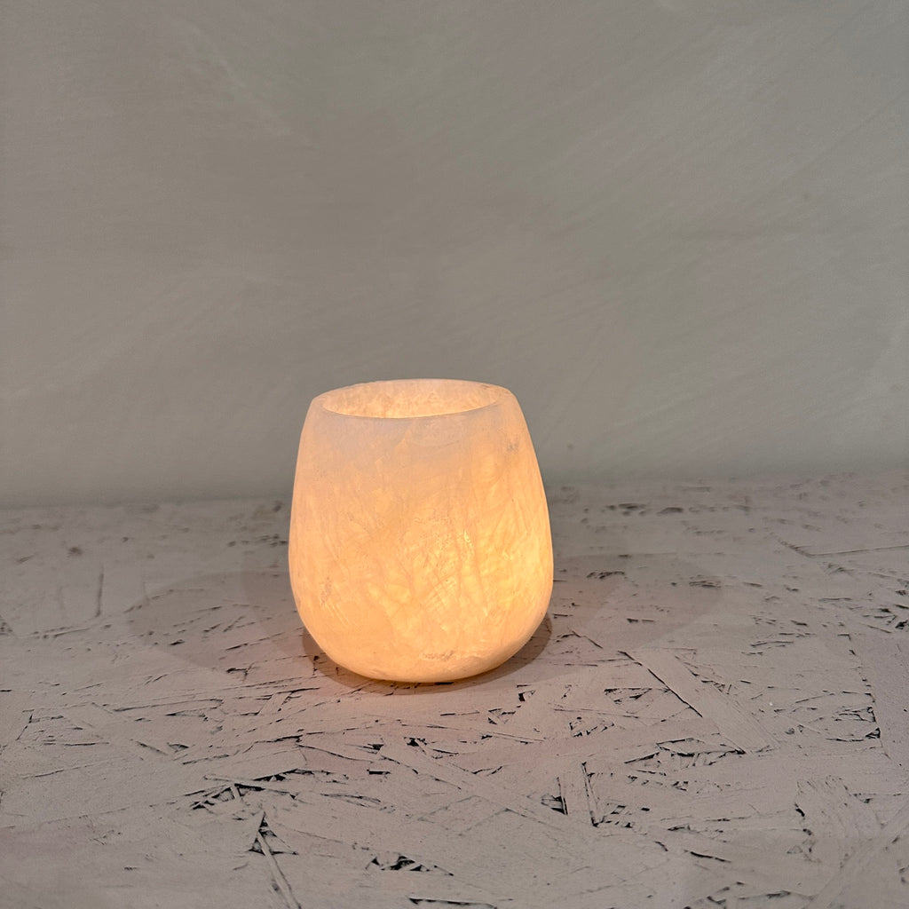 Alabast theelichthouder 10cm
