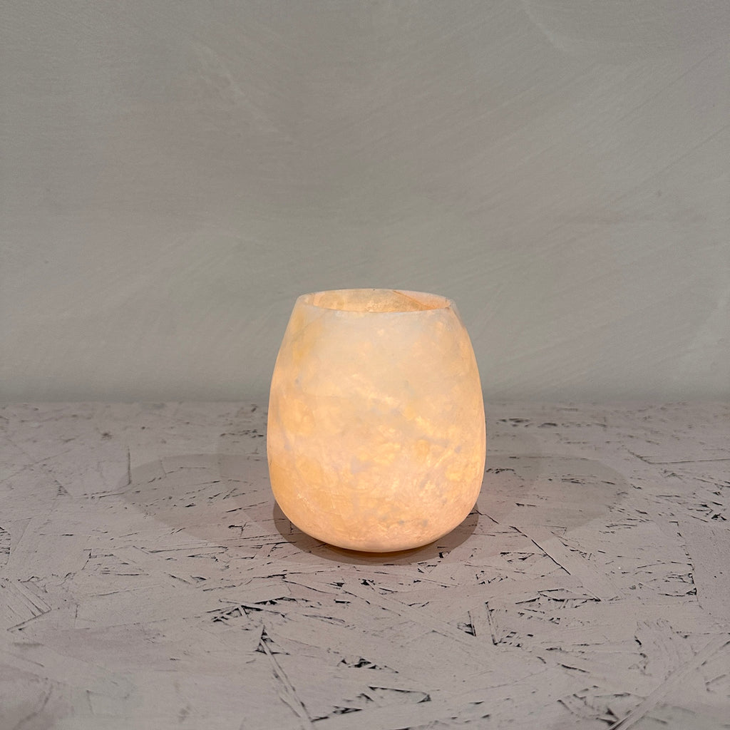 Alabast theelichthouder 12cm