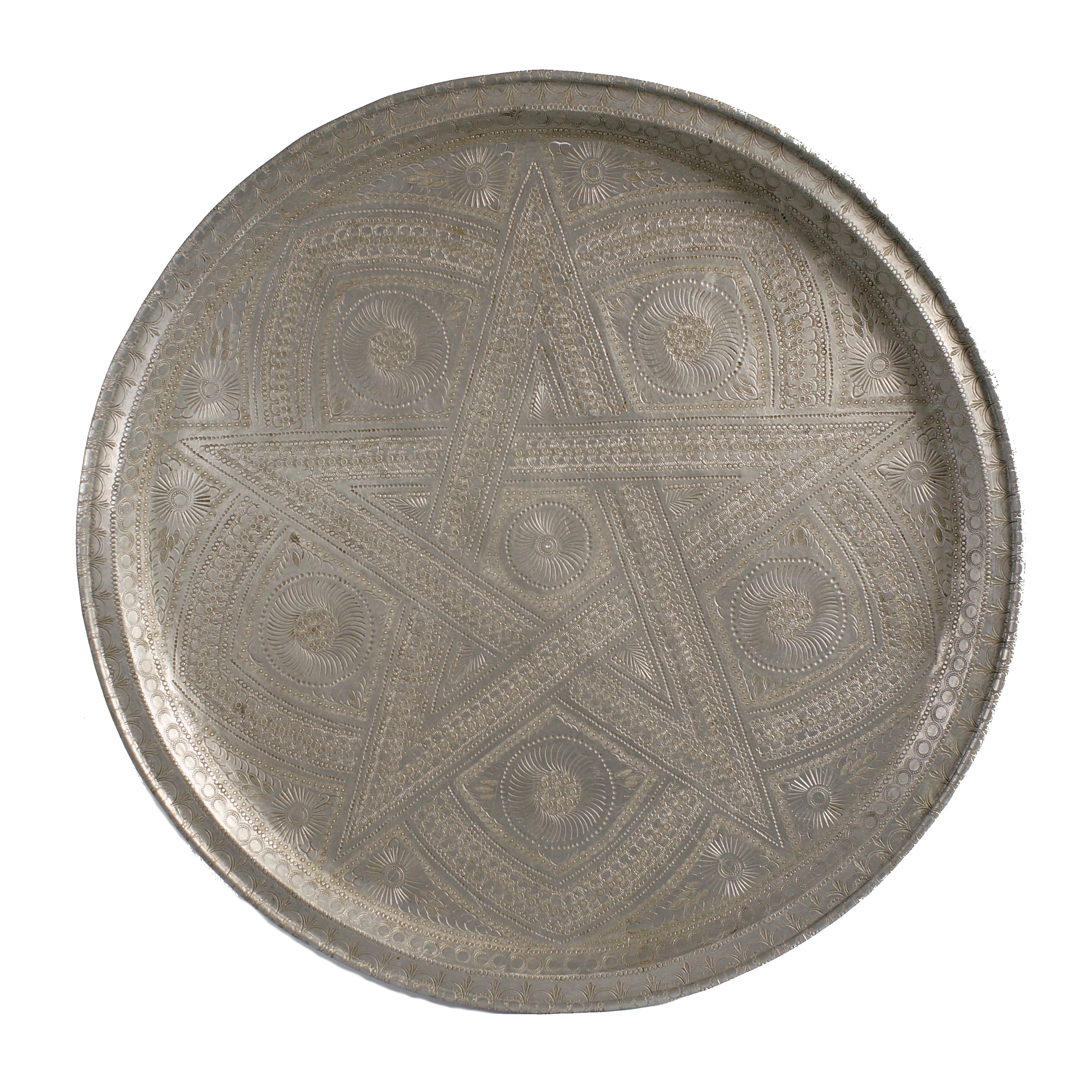Marokkaans antiek zilverkleurig dienblad C03