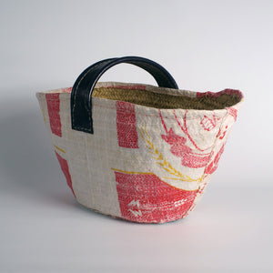 Basket finished with a recycled flour bag RED
