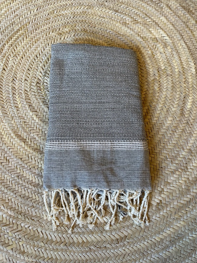 Hammam handdoek zwart/wit/licht beige